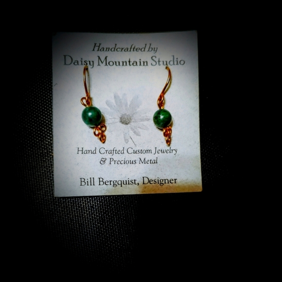 14k GF Malachite Bead Earrings - Picture 2 of 5